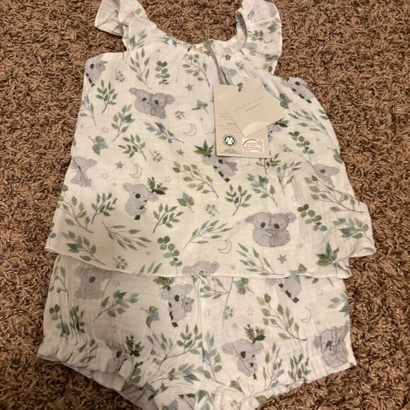 Elegant Baby Organics Muslin Dress with Bloomers 3-6 Months White Koala Cotton - Picture 1 of 3